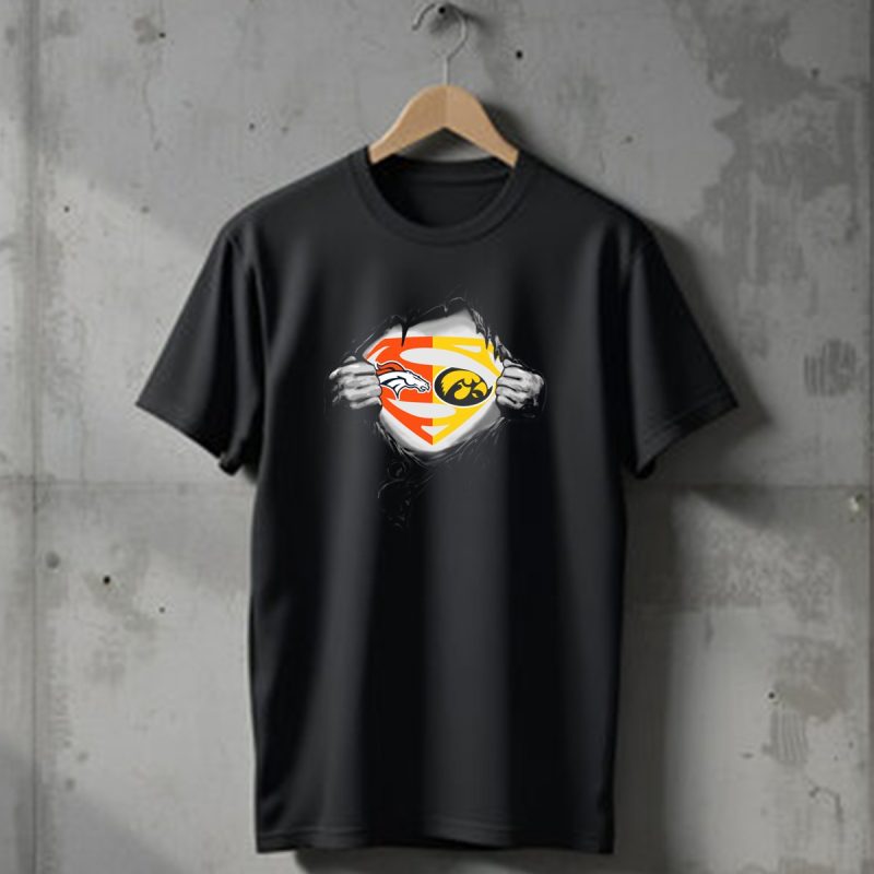 Denver Broncos Iowa Hawkeyes Superman Logo Fusion T Shirt 1 T Shirt 1