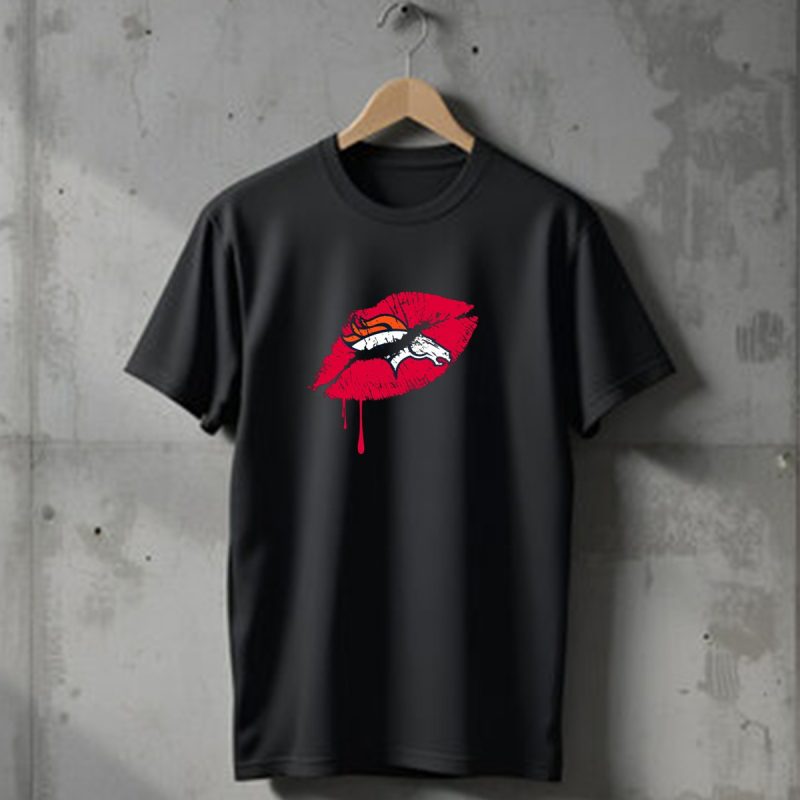 Denver Broncos Lip Logo Dripping T Shirt 1 T Shirt 1