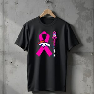 Denver Broncos NFL Pink Ribbon Crush Cancer Campaign T-Shirt