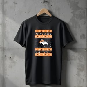 Denver Broncos NFL Ugly Sweater Holiday Lights Christmas T-Shirt