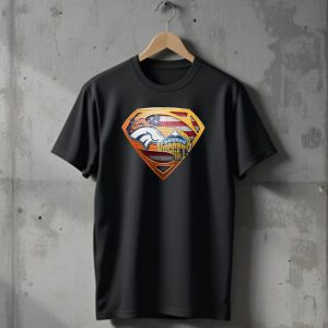 Denver Broncos Nuggets American Flag Superman Shield T-Shirt