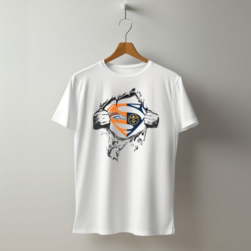 Denver Broncos Nuggets Superman Logo Mashup T Shirt 1 T Shirt 1