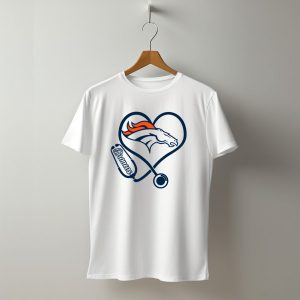 Denver Broncos Nurse Heart Stethoscope T-Shirt
