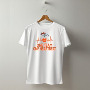 Denver Broncos One Team One Heartbeat Heartbeat Heart Football T-Shirt