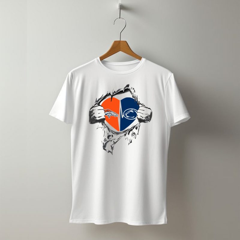 Denver Broncos Penn State Heart Rip T Shirt 1 T Shirt 1