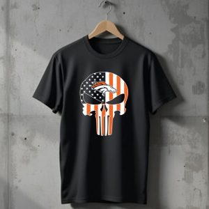Denver Broncos Punisher Flag Skull T-Shirt