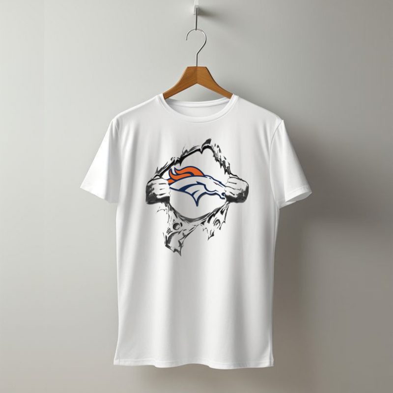 Denver Broncos Ripped Logo Fan T Shirt 1 T Shirt 1