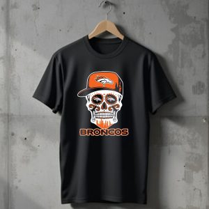 Denver Broncos Skull Funny Sugar Skull Face Cap T-Shirt