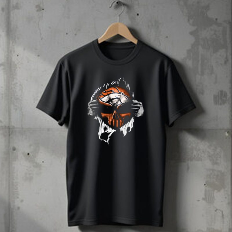 Denver Broncos Skull Logo Peeling T Shirt 1 T Shirt 1