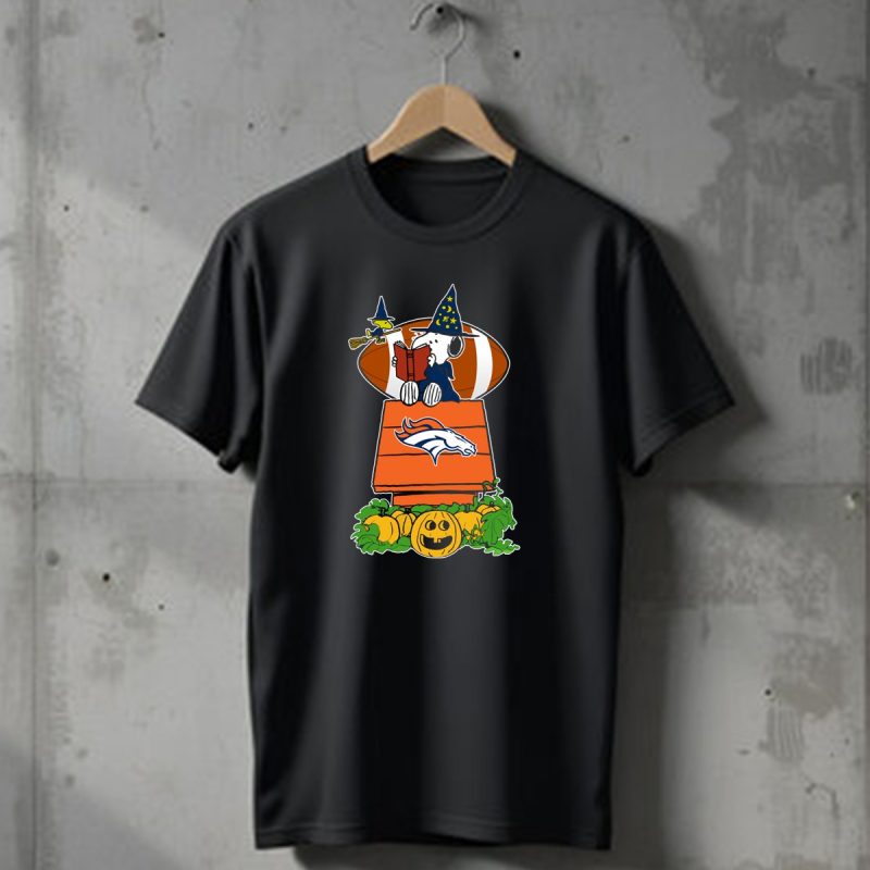 Denver Broncos Snoopy Halloween Football Wizard Pumpkin Scene T Shirt 1 T Shirt 1