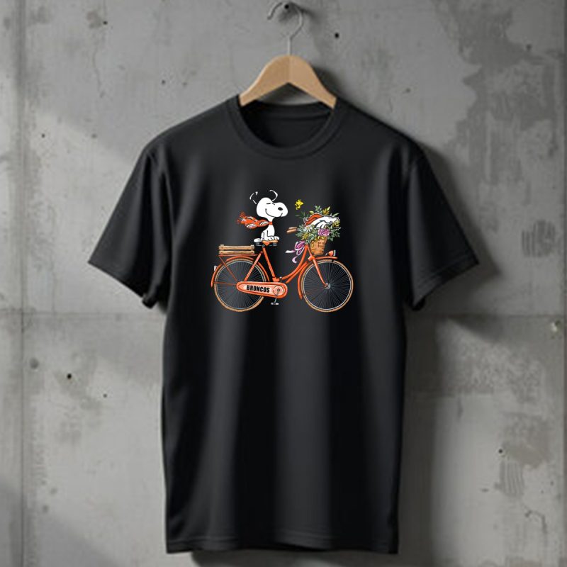 Denver Broncos Snoopy On Bicycle With Woodstock And Helmet T Shirt 1 T Shirt 1
