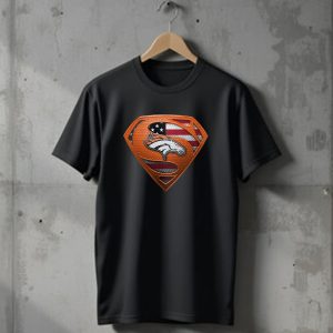 Denver Broncos Superhero Shield American Flag T-Shirt