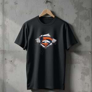 Denver Broncos Superman Logo With Ripped Chest T-Shirt