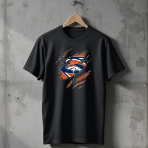 Denver Broncos Superman Rip Claw Logo Battling Theme T-Shirt
