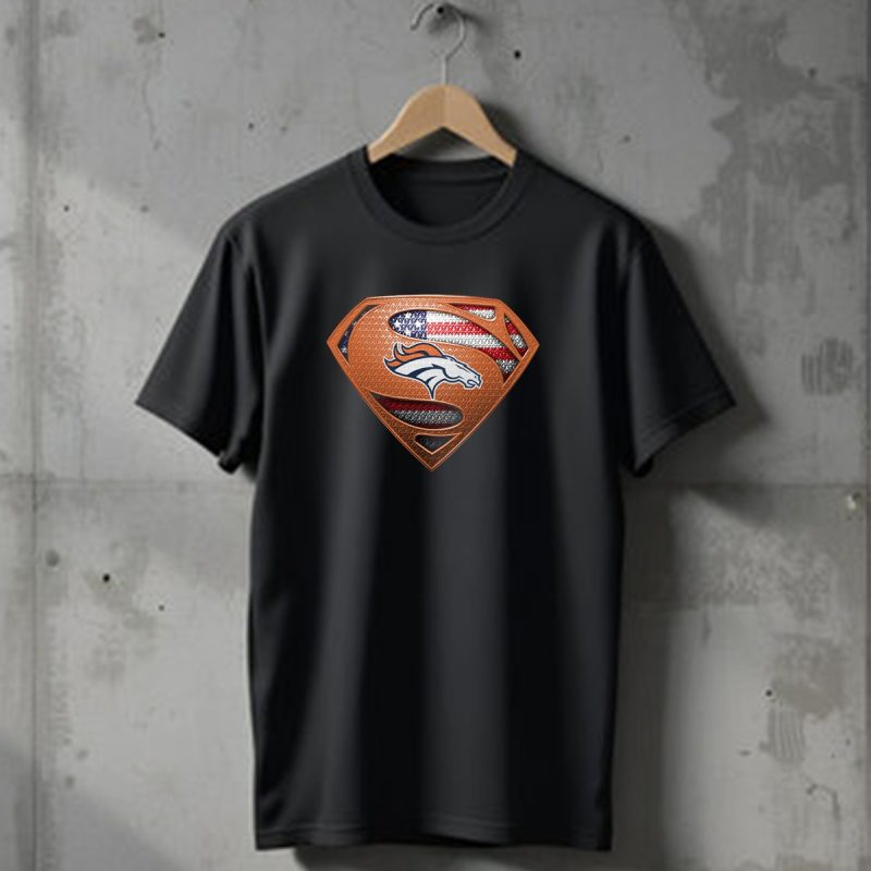 Denver Broncos Superman Shield American Flag T Shirt 1 T Shirt 1
