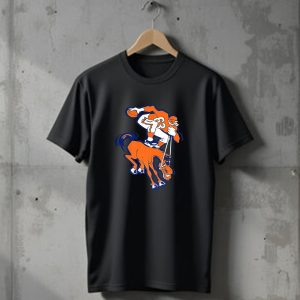 Denver Broncos Vintage Football Horse and Throwing Player T-Shirt
