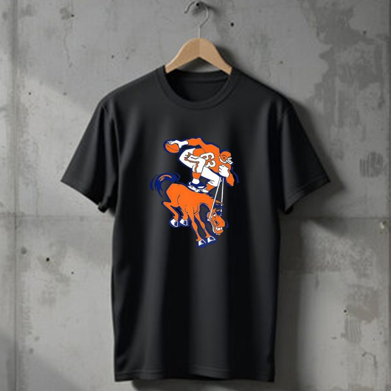 Denver Broncos Vintage Football Horse And Throwing Player T Shirt 1 T Shirt 1