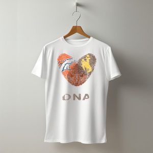 Denver Broncos and Wyoming Cowboys Its In My DNA Fingerprint Heart T-Shirt