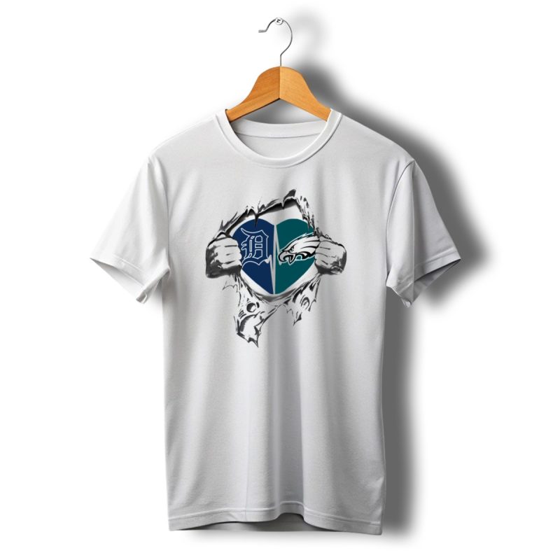 Detroit Tigers Philadelphia Eagles Heart Fan Passion T Shirt T Shirt 1 1