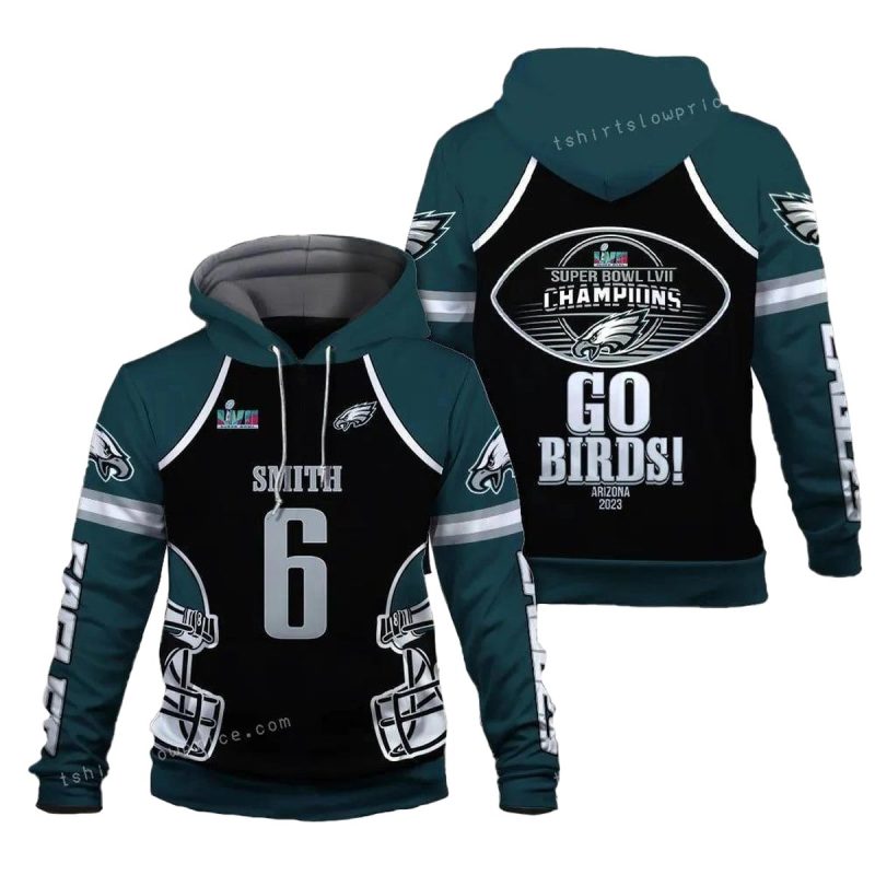 Devonta Smith 6 Go Eagles Philadelphia Eagles Super Bowl Champion 2023 3D Hoodie Design 1