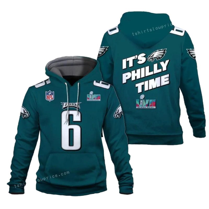 Devonta Smith 6 It Is Philly Time Philadelphia Eagles Super Bowl Champion 2023 3D Hoodie For Men 1