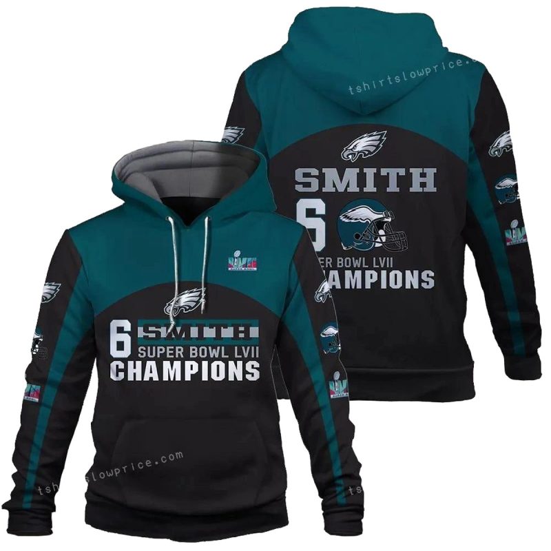 Devonta Smith 6 Super Bowl Champions Philadelphia Eagles Super Bowl Champion 2023 All Over Print 3D Hoodie 1