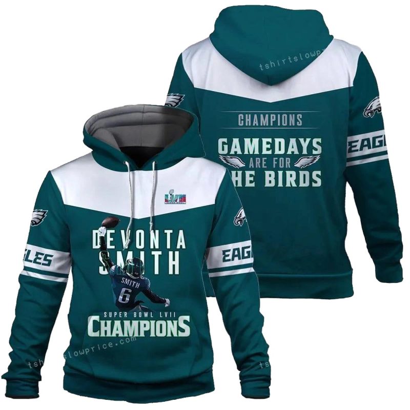 Devonta Smith Gamedays Are For The Birds Philadelphia Eagles Super Bowl Champion 2023 All Over Print 3D Hoodie 1