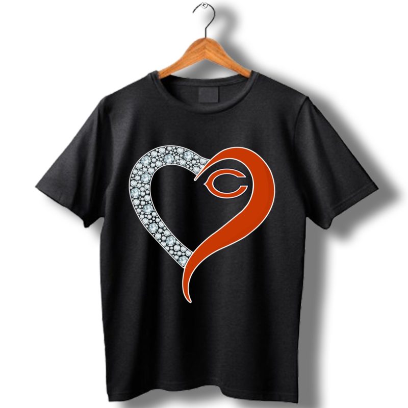 Diamond Chicago Bears Heart Shirt T Shirt 1