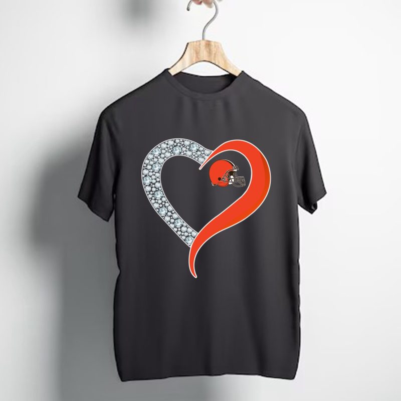 Diamond Cleveland Browns Heart T Shirt T Shirt 1