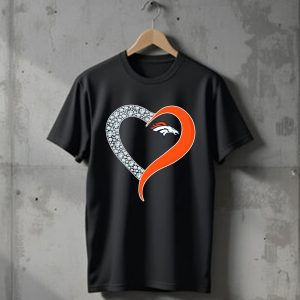 Diamond Denver Broncos Heart T-Shirt