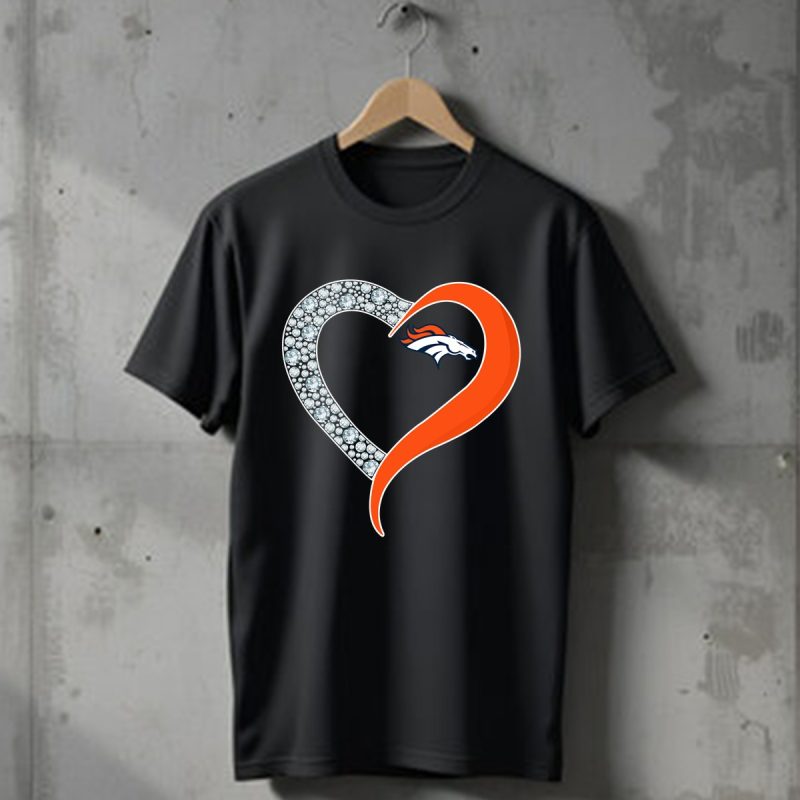Diamond Denver Broncos Heart T Shirt T Shirt 1