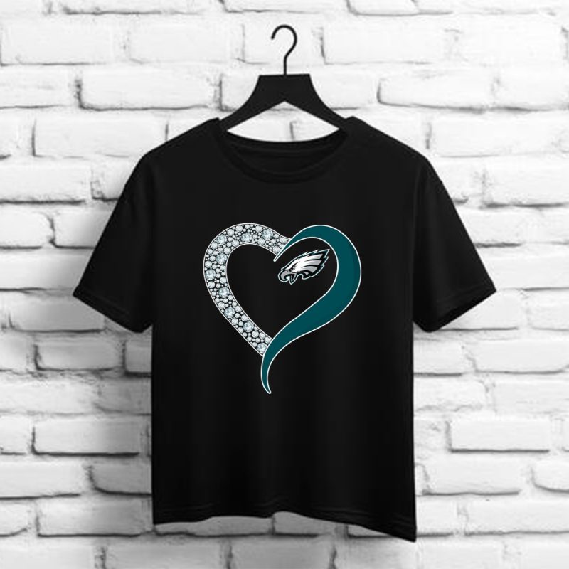 Diamond Philadelphia Eagles Heart Shirt T Shirt 1 1