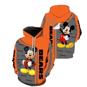 Disney Mickey Chicago Bears Nfl Gift For Fan AOP Hoodie