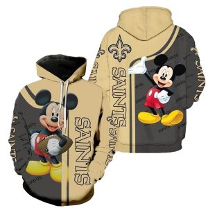 Disney Mickey New Orleans Saints 45 Nfl Gift For Fan AOP Hoodie