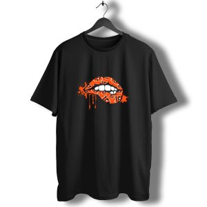 Dripping Lips Cincinnati Bengals Iconic Orange Pattern Bite T-Shirt