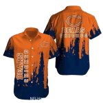 Dripping Paint Chicago Bears Aloha Shirt In Orange And Blue
