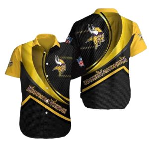 Dynamic Defense Black And Gold Minnesota Vikings Hawaiian Shirt