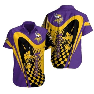 Dynamic Play Minnesota Vikings Checkered Wave Hawaiian Shirt