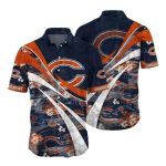 Dynamic Swirl Chicago Bears Aloha Shirt With Floral Accents