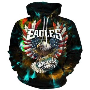Eagle With Flag American Hold Logo Philadelphia Eagles All Over Print Hoodie