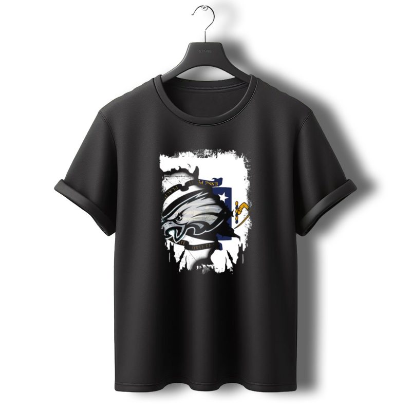 Eagles And Massachusetts Flag United Together T Shirt T Shirt 0 1