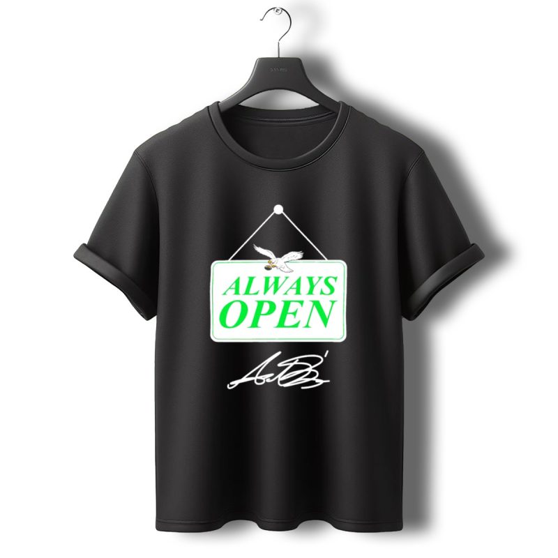 Eagles Autism Foundation Always Open Sign With Eagle And Signature T Shirt T Shirt 0 1