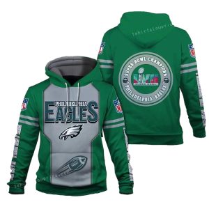 Eagles Champions Green Color Philadelphia Eagles SB Champion 2023 All Over Print Hoodie