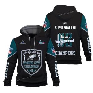 Eagles Champions Kelce 62 Philadelphia Eagles All Over Print Hoodie