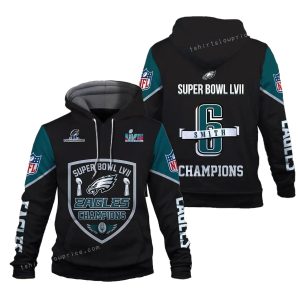 Eagles Champions Smith 6 Philadelphia Eagles SB Champion 2023 All Over Print Hoodie