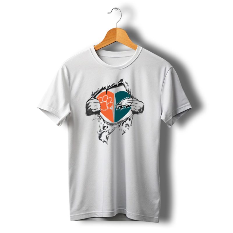 Eagles Clemson Tigers Heart Symbol T Shirt T Shirt 1 1