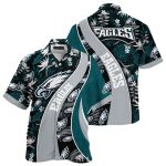 Philadelphia Eagles Eagles Floral Swoop Grey Striped Hawaiian Shirt