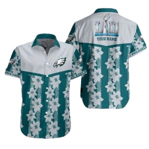 Personalized Philadelphia Eagles Eagles Floral Touchdown Tropical Hawaiian Shirt