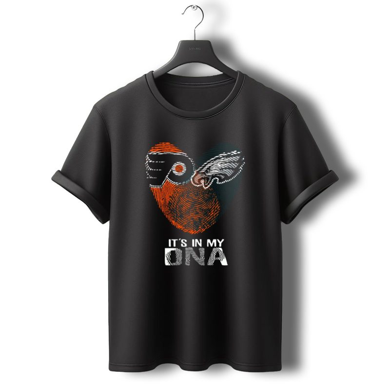 Eagles Flyers Its In My Dna Fingerprint Heart T Shirt T Shirt 0 1