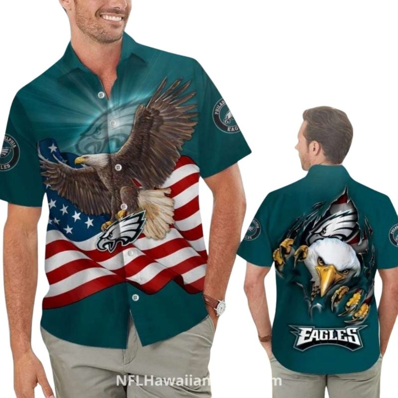 Eagles Hawaiian Shirt American Flag Bald Eagle Print 1 3 1024X1024 1
